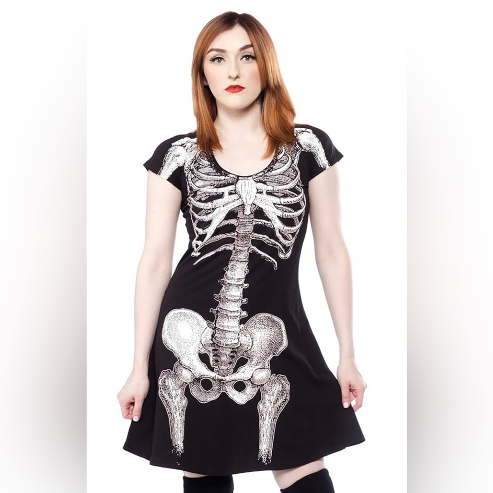 New Kreepsville Skeleton Flare Dress